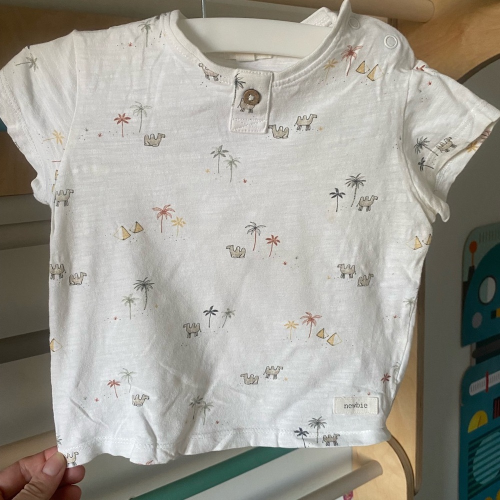 Newbie White Short Sleeve Tee with summer print